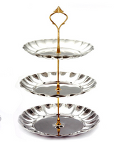 Color: Sliver, style: 2 - Stainless steel fruit plate fruit plate candy plate dried fruit plate tea dessert plate pastry plate living room creative cake shelf