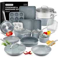 Pots and Pans Set Non Stick - Induction Compatible Kitchen Cookware Sets + Bakeware Sets - Non Stick, PFOA Free, Oven Safe