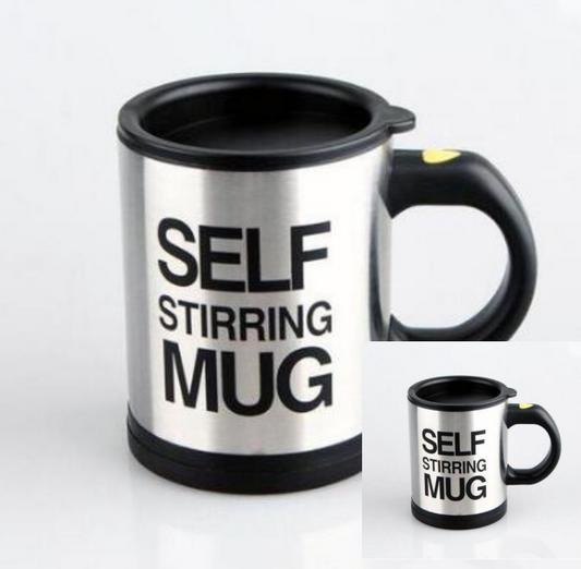 Black Automatic Self Stirring Mug - Creative Stainless Steel Coffee Mixer Cup