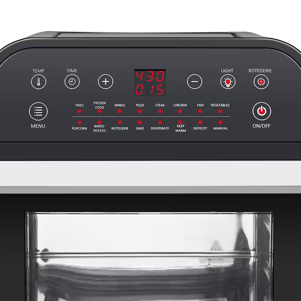 12.7 Qt. Black Rotisserie Oven and Air Fryer with Recipe Book