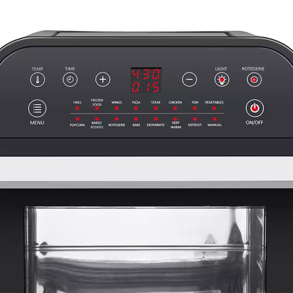 12.7 Qt. Black Rotisserie Oven and Air Fryer with Recipe Book