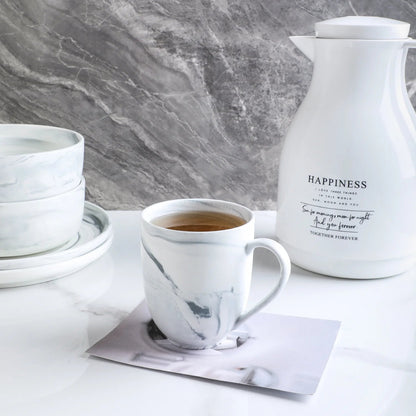 Stone Lain Brighton 32-Piece Porcelain Dish Set for 8, Marbled White and Grey