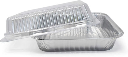 8” x 8” Square Baking Cake Pans with Plastic Dome Lids | Heavy Duty l Disposable Aluminum Foil Tins l Portable Food Containers