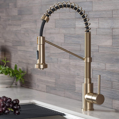 KRAUS Bolden Pull-Down Faucet in Brushed Gold: Elevate Your Kitchen Aesthetics