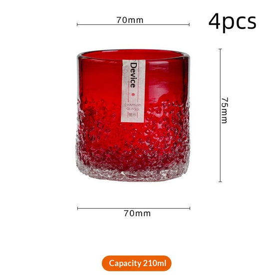 Specification Size: Red Straight Body, quantity: 4PCS - Handmade Whiskey Glass In A Super Niche, Instagram-worthy Japanese Style