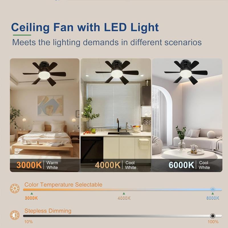 LED Ceiling Fan Light with Remote & APP Control, 40W E26/27 LED Ceiling Fan Lamp with 6 Wind Speeds, Dimmable Fan Lamps for Summer, Indoor LED Light for Bedroom, Kitchen, Living Room, Ceiling Fan with Light