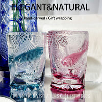 Color: 2PCS, Capacity: 200ml - Exquisitely Hand Carved Glass Water Hyacinth