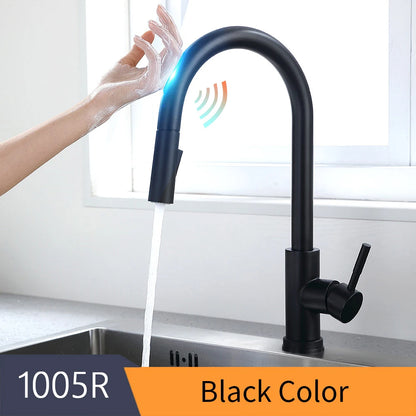 Pull Out Sensor Black Kitchen Faucet Sensitive Touch Control Faucet Mixer for Kitchen Touch Sensor Kitchen Mixer Tap 1005