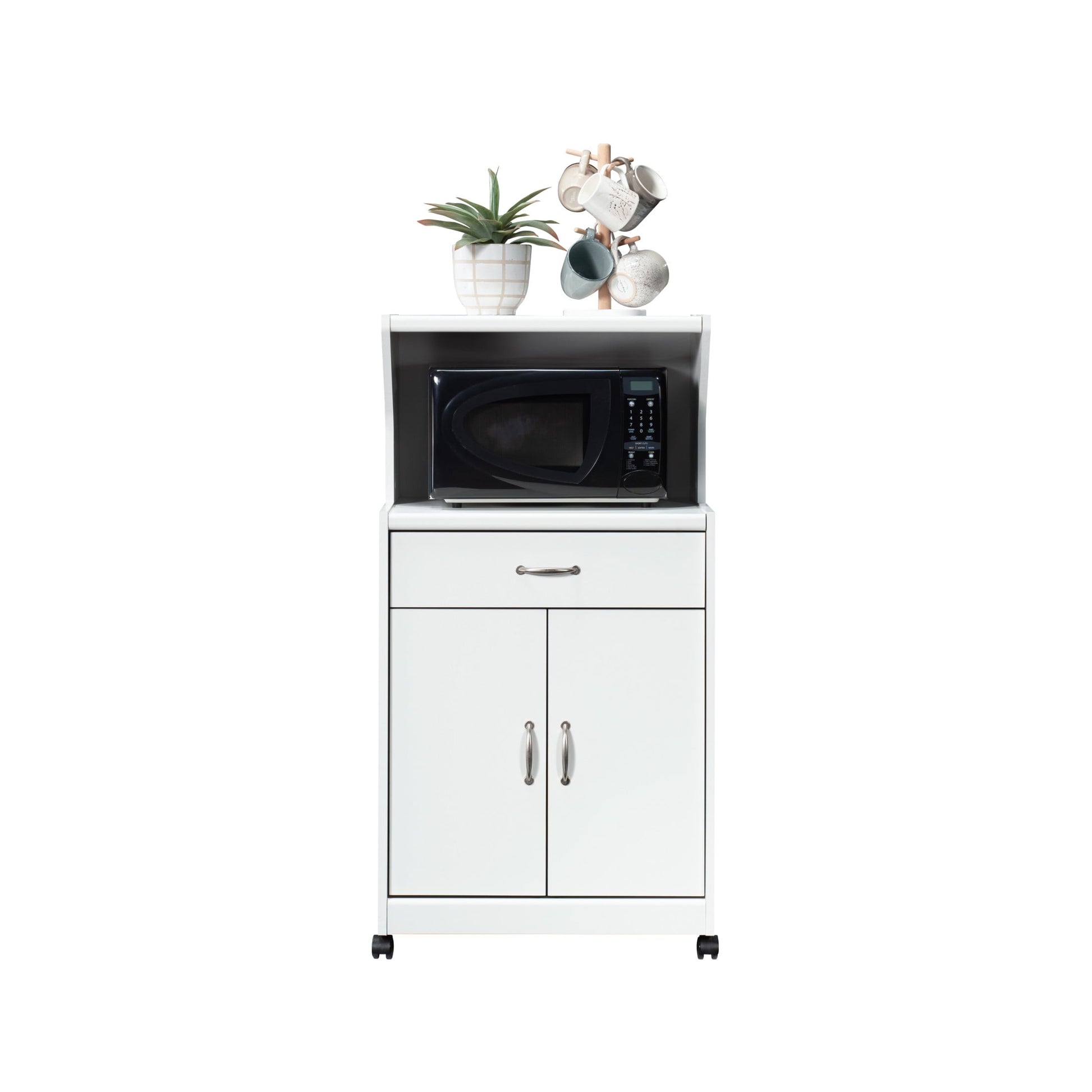 Sauder Kitchen Cart for Microwave in Soft White, Soft White Finish