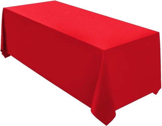 Surmente Rectangular Red Polyester Tablecloth, 90 x 132 Inches, Ideal for Weddings, Banquets, and Restaurants