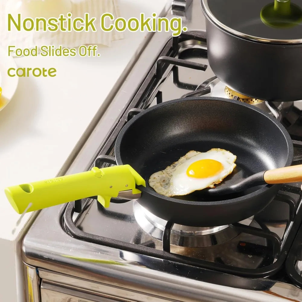 2025 NEW CAROTE Pots and Pans Set Non Stick, Cookware Sets, 11pcs Kitchen Set, Oven/Fridge Safe, Space Saving Pots Set