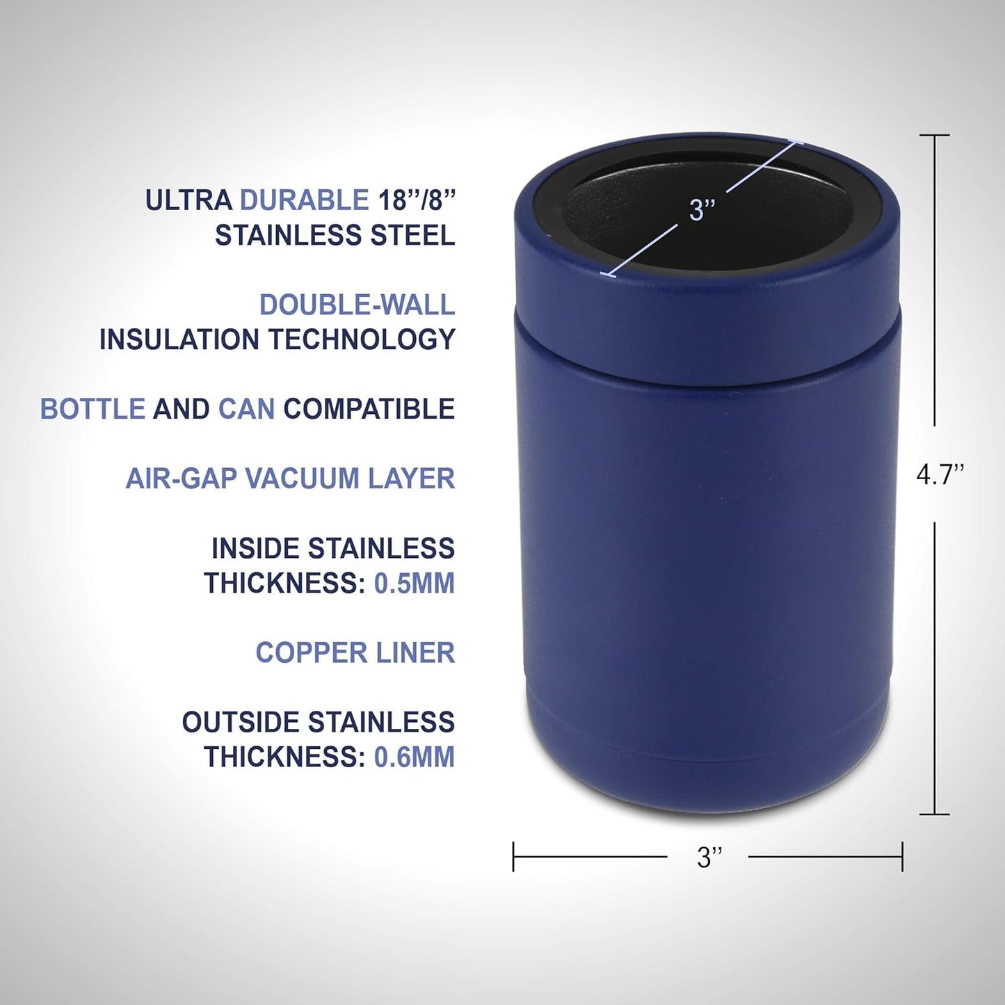 Tahoe Trails 12 oz Blue Stainless Steel Double-Wall Vacuum Insulated Can Cooler