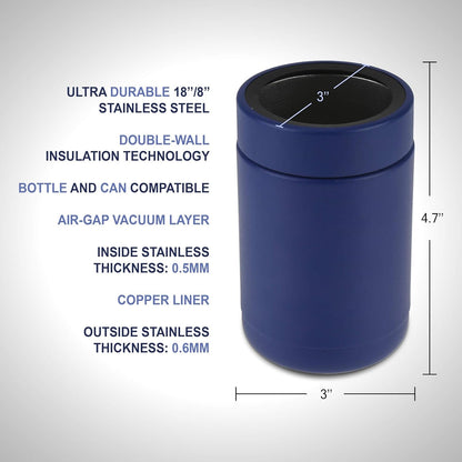 Tahoe Trails 12 oz Blue Stainless Steel Double-Wall Vacuum Insulated Can Cooler