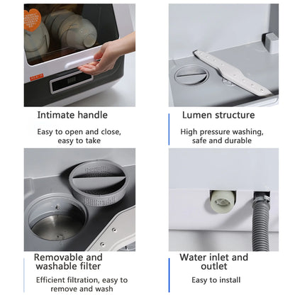 Miumaeov Portable Countertop Dishwasher 4 Washing Programs Display Automatic Dishwashing