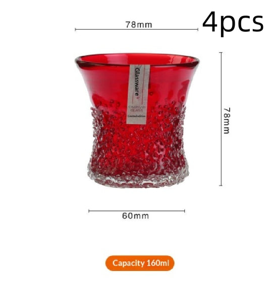 Specification Size: Salt Snow Red, quantity: 4PCS - Handmade Whiskey Glass In A Super Niche, Instagram-worthy Japanese Style