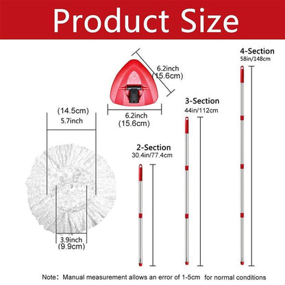 Microfiber Mop Set, 1 Set Including 2 Counts Spin Mop Heads & 1 Count Base & 1 Count Mop Handle, Household Cleaning Tool for Home, Summer for Gift, Cleaning Supplies 2024