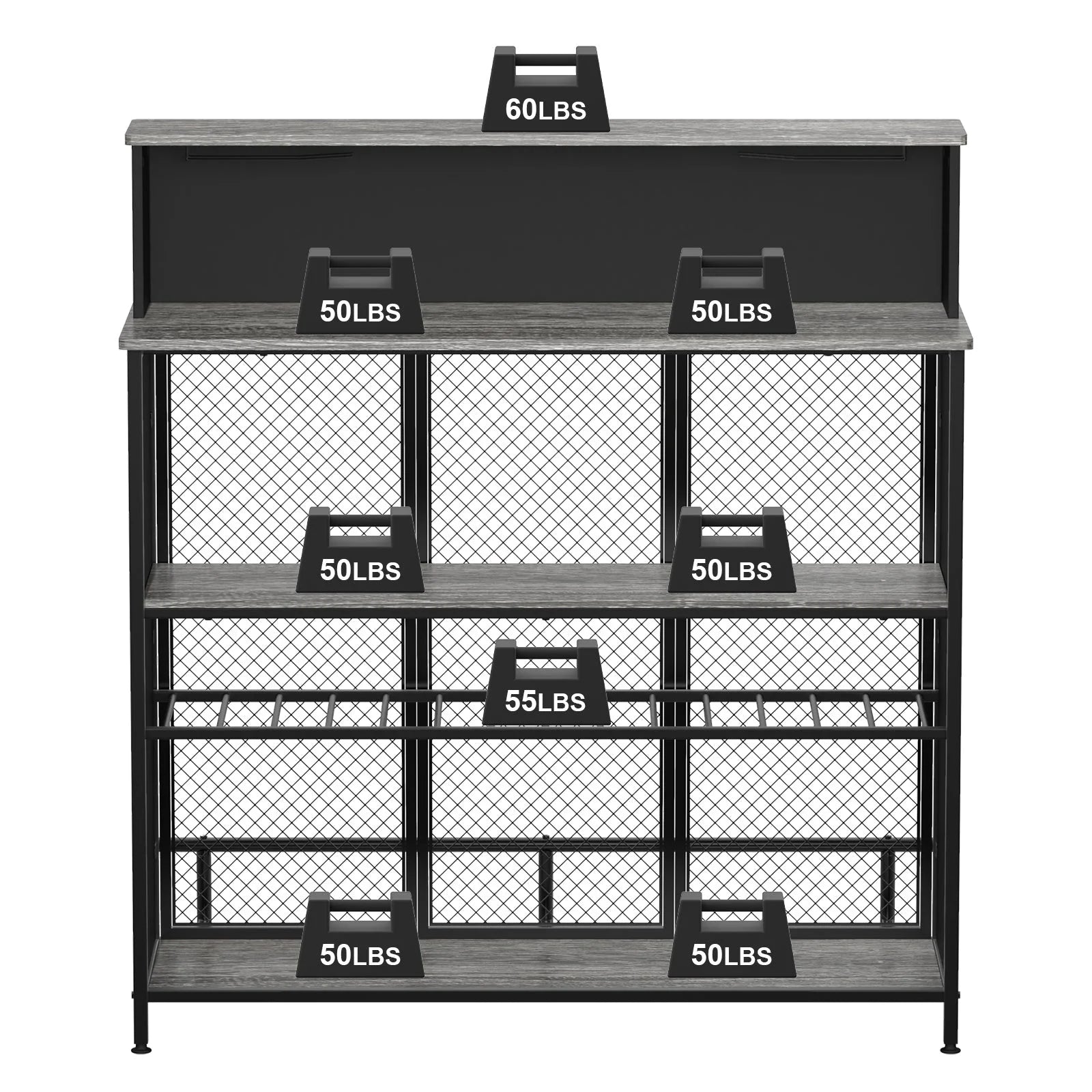 Stylish GDLF Mini Home Bar Cabinet with Storage & Footrest in Wood Gray