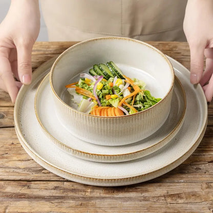 Ceramic Dinnerware 16 Pieces Dinner Set,Plates Pasta Bowls Cereal Bowls Reactive Change Glaze Dish Sets, Modern Stoneware Dishes