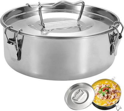304 Stainless Steel Flan Mold with Lid and Handle - 1.5QT Capacity Round Cake Baking Pan for Flan, Chocolate Cake, Cupcakes, and Pudding