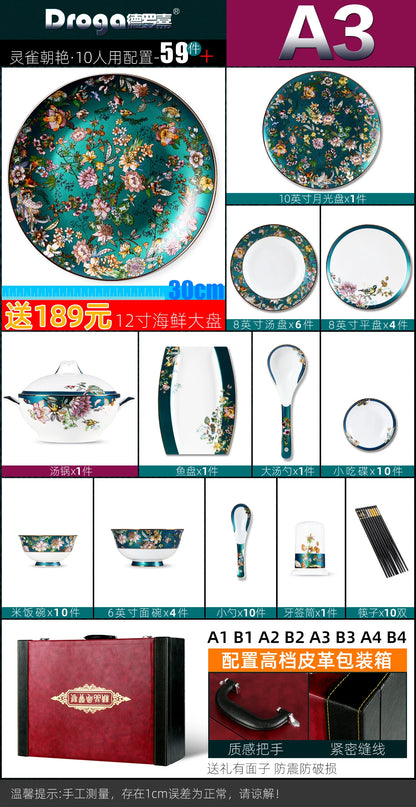 Fine China Home Dinnerware Sets Christmas Gift Women Luxury Kitchen Dinnerware Plates Guests Vajilla De Platos Dishes Set