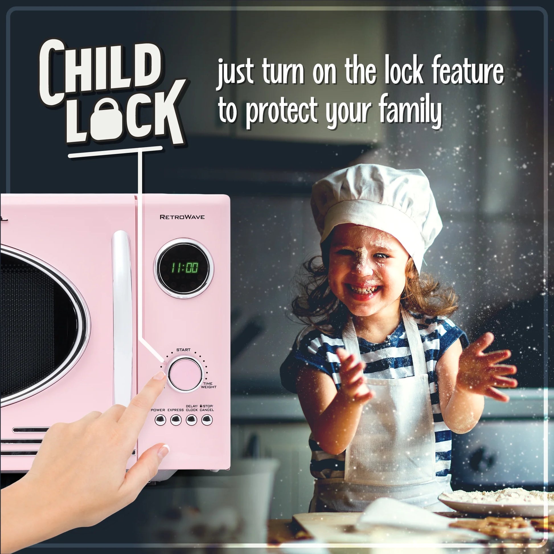 Nostalgia Retro Microwave for Countertop 0.9 Cu Ft Vintage Microwave, Pink