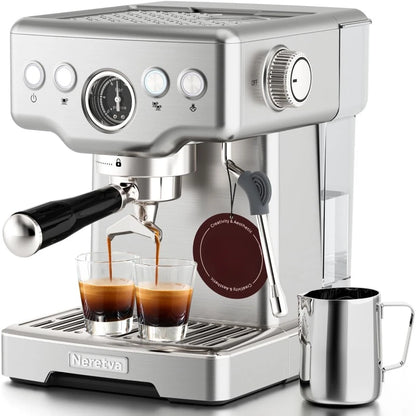15 Bar Espresso Machine with Milk Frother Steam Wand for Cappuccino, Latte, Macchiato, 1450W Professional Coffee Machine