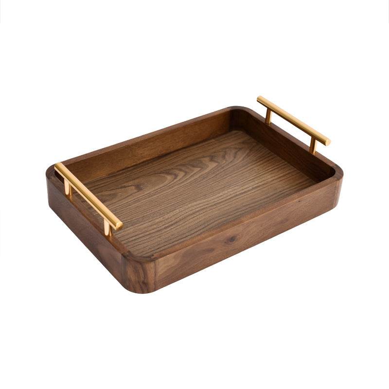 Color: Small Size - Black Walnut Rectangular Wooden Tray Coffee Simple Dinner Plate Hotel Household