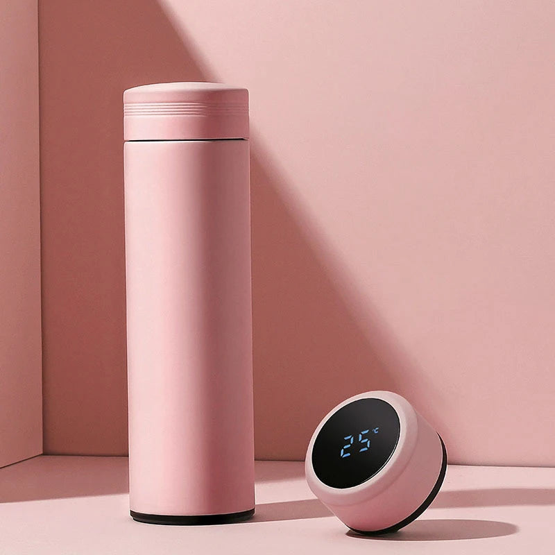 500ml Stainless Steel Smart Water Bottle with Temperature Display - Leakproof Vacuum Flask for Beverages - Perfect Holiday Gift