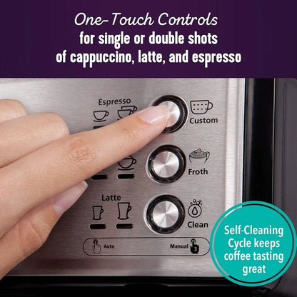 Espresso and Cappuccino Machine, Stainless Steel, Programmable Coffee Maker with Automatic Milk Frother, 15-Bar Pump