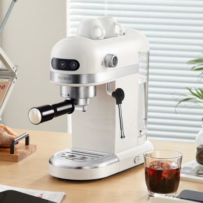 Color: White, Specification: With Adapter Plug - Household Full And Semi-automatic Compact Espresso And Milk Frother Machine