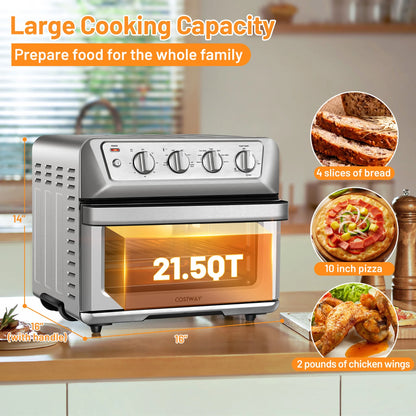 Costway 21.5QT Air Fryer Toaster Oven 1800W Countertop Convection Oven W/ Recipe