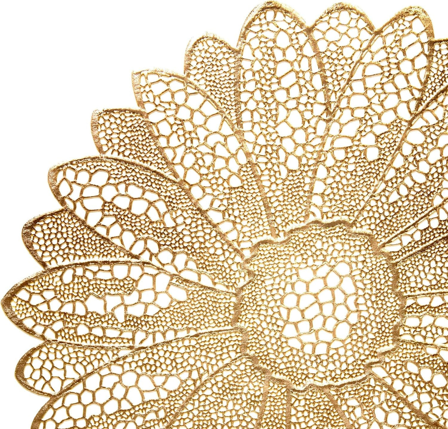 10-Piece Set of Pressed Vinyl Metallic Placemats for Weddings and Special Events (Fiore Gold)