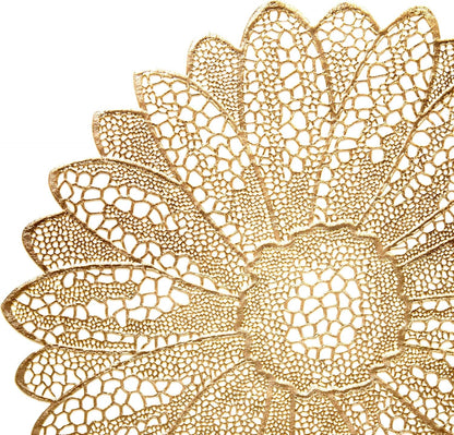 10-Piece Set of Pressed Vinyl Metallic Placemats for Weddings and Special Events (Fiore Gold)
