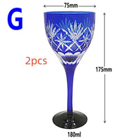Color: GL blue, quantity: 2PCS - European-style Glass Tall Champagne Glass And Red Wine Glass
