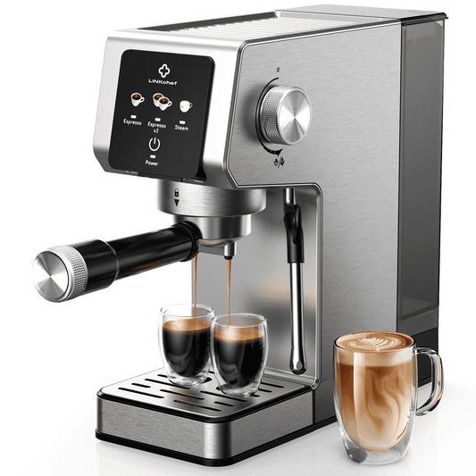 Linkchef Espresso Machine 20 Bar, Professional Espresso Maker with Milk Frother Steam Wand