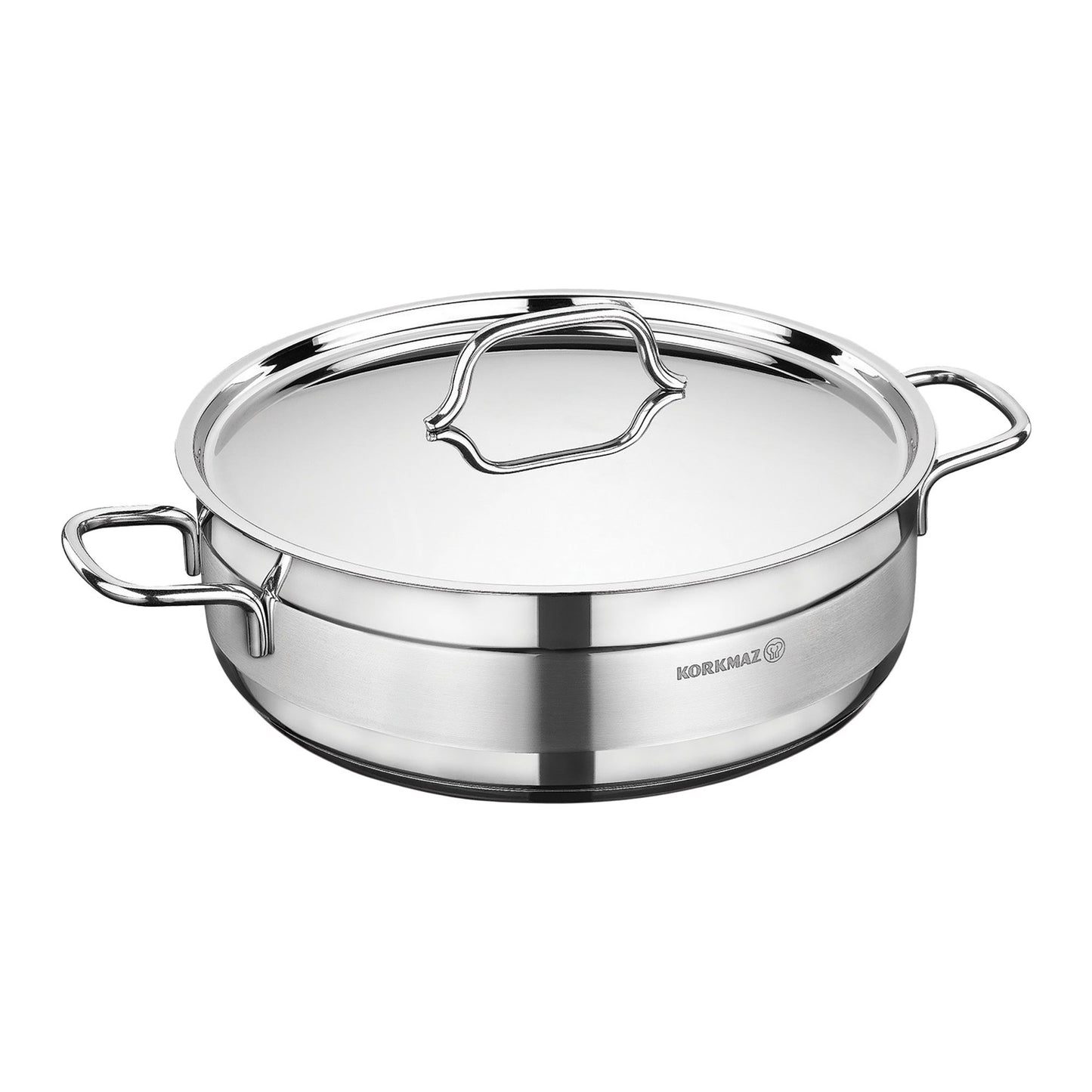 Korkmaz Alfa 2 Piece 3.5L Stainless Steel Casserole Dish with Lid - Durable, Non-Stick Coating, Solar Base Heat Transfer
