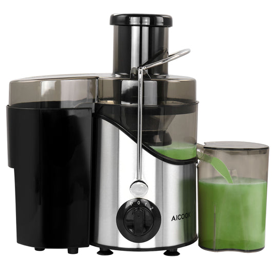 AICOOK Centrifugal Self Cleaning Juicer and Juice Extractor in Silver - Start Your Mornings with Fresh and Nutrient-Rich Juice