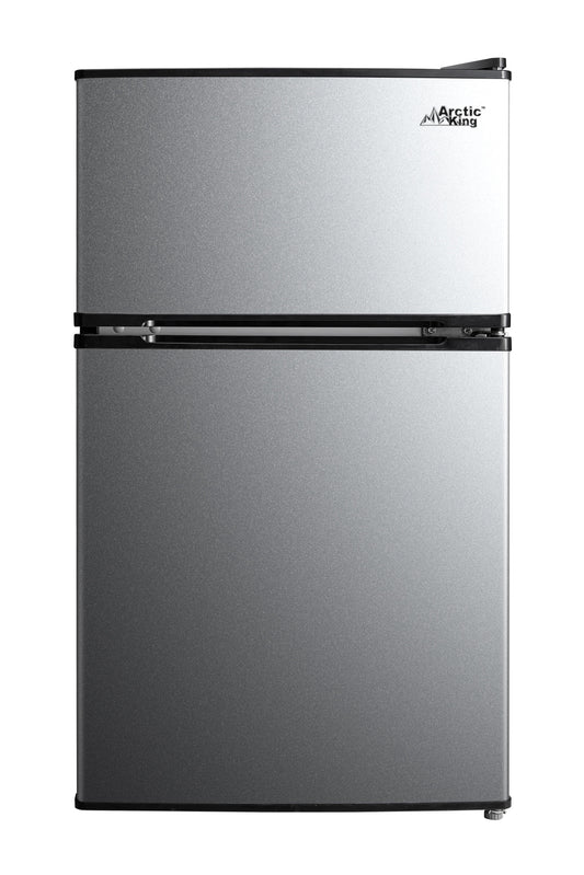 Arctic King 3.2 Cu Ft Two Door Mini Fridge with Freezer, Stainless Steel, E-Star
