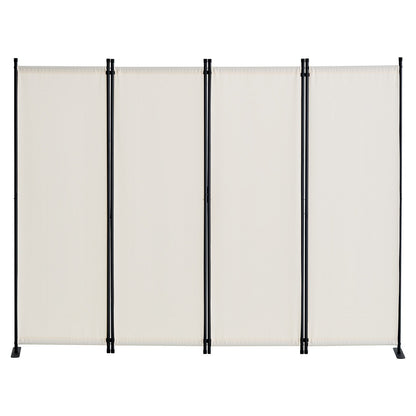 Room Divider,  4 Panel Room Dividers and Folding Privacy Screens, Fabric Partition Room Dividers for Office, Bedroom, Dining Room, Study, Freestanding, White