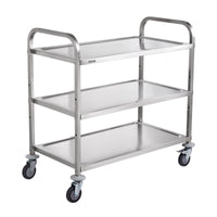 Kitchen Utility Cart, 3 Tiers, Wire Rolling Cart with 450LBS Capacity, Steel Service Cart on Wheels, Metal Storage Trolley with 80mm Basket Curved Handle PP Liner 6 Hooks, for Indoor and Outdoor