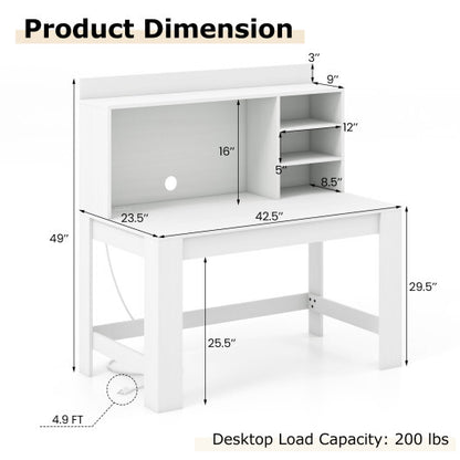Modern Computer Desk with Hutch and Storage Shelves-Black