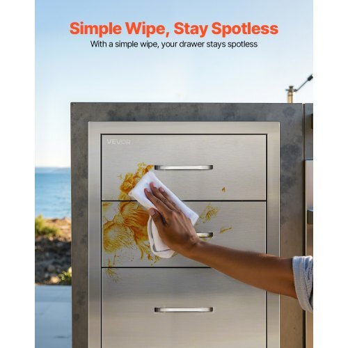 Outdoor Kitchen Drawers 18.11" W x 23.23" D x 23.23" H, Triple-Access Stainless Steel Modular Drawer Cabinet with Handles, BBQ Island Drawer for Outdoor Kitchen or BBQ Island Patio Grill Station