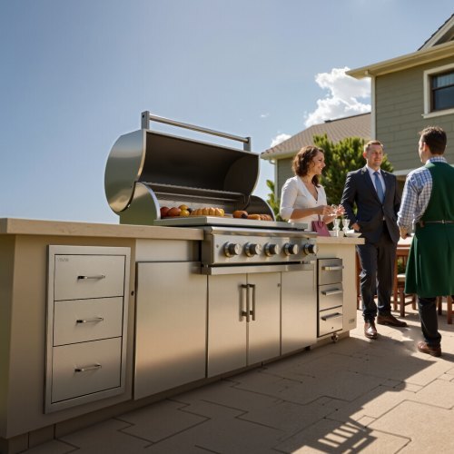 Outdoor Kitchen Drawers 18.11" W x 23.23" D x 23.23" H, Triple-Access Stainless Steel Modular Drawer Cabinet with Handles, BBQ Island Drawer for Outdoor Kitchen or BBQ Island Patio Grill Station