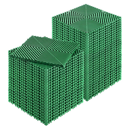 Interlocking Drainage Mat, 50 Pcs Modular Interlocking Cushion, 12 x 12 Splicing Drainage Mats, Non-Slip Green PP Drainage Floor Tile and Shower Mat, for Garage, Garden, Kitchen & Outdoor