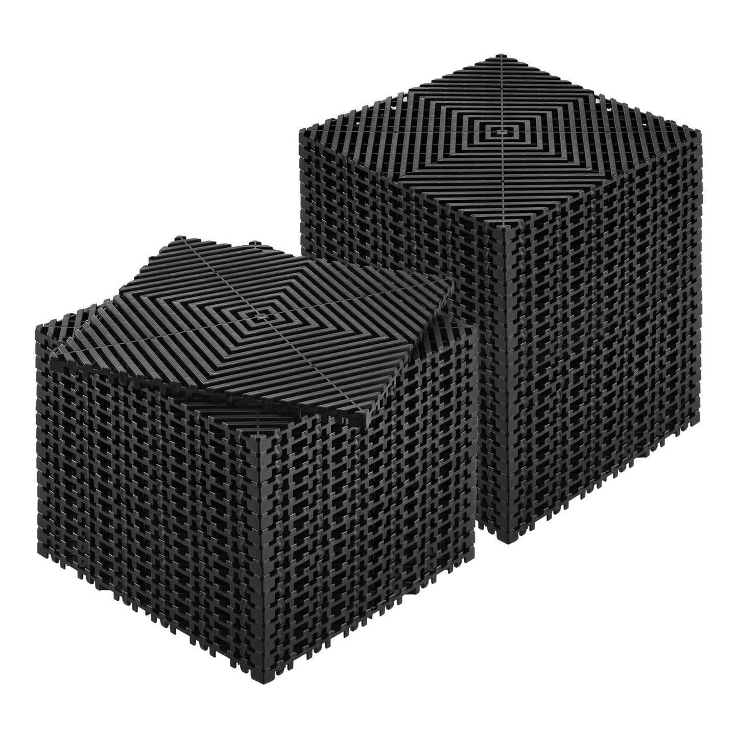 Interlocking Drainage Mat, 12 x 12 Modular Interlocking Cushion, 40 Pcs Splicing Drainage Mats, Non-Slip Black PP Drainage Floor Tile and Shower Mat, for Garage, Garden, Kitchen & Outdoor