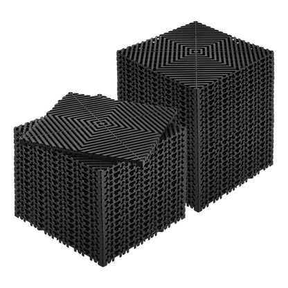 Interlocking Drainage Mat, 12 x 12 Modular Interlocking Cushion, 40 Pcs Splicing Drainage Mats, Non-Slip Black PP Drainage Floor Tile and Shower Mat, for Garage, Garden, Kitchen & Outdoor