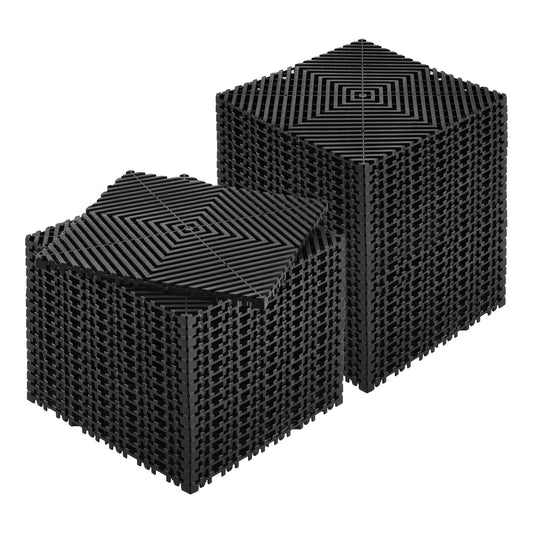 Interlocking Drainage Mat, 12 x 12 Modular Interlocking Cushion, 40 Pcs Splicing Drainage Mats, Non-Slip Black PP Drainage Floor Tile and Shower Mat, for Garage, Garden, Kitchen & Outdoor