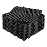 Interlocking Drainage Mat, 12 x 12 Modular Interlocking Cushion, 12 Pcs Splicing Drainage Mats, Non-Slip Black PP Drainage Floor Tile and Shower Mat, for Garage, Garden, Kitchen & Outdoor