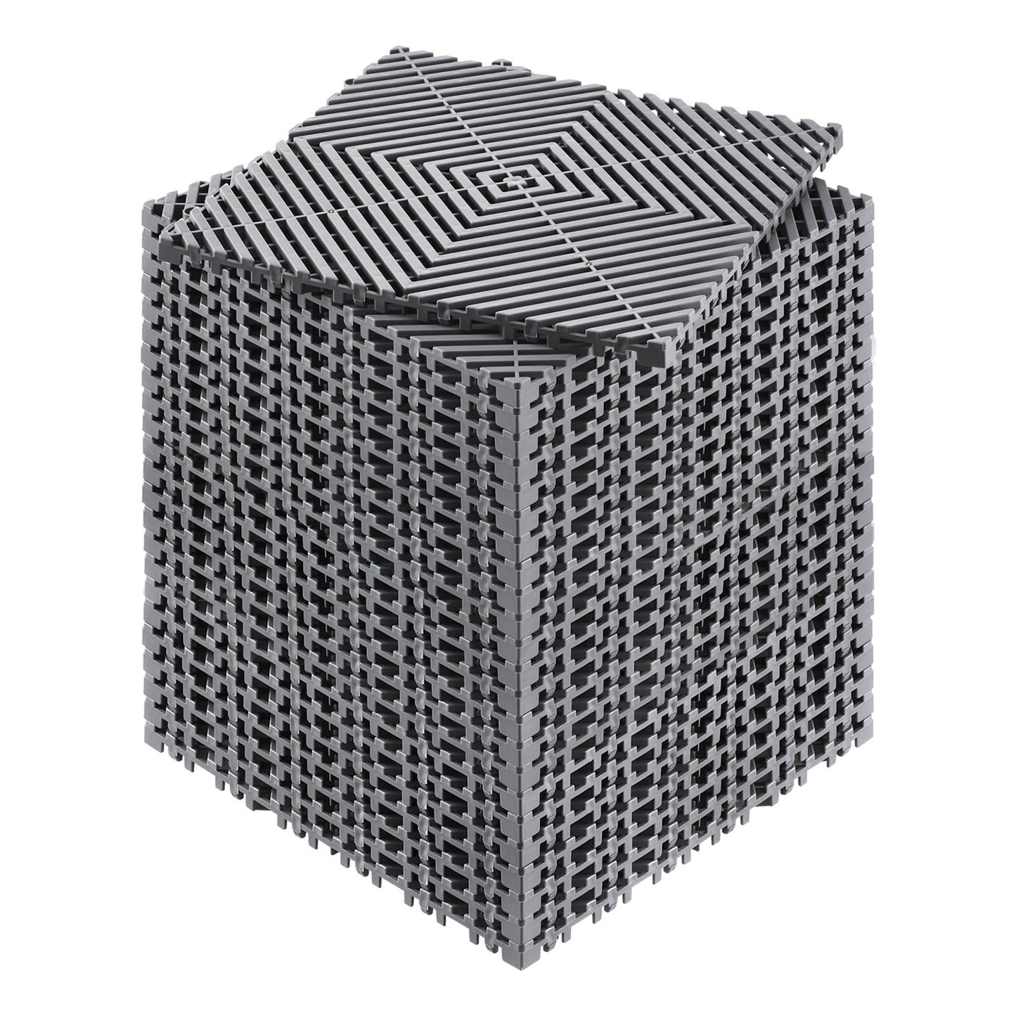 Interlocking Drainage Mat, 12 x 12 Modular Interlocking Cushion, 24 Pcs Splicing Drainage Mats, Non-Slip Gray PP Drainage Floor Tile and Shower Mat, for Garage, Garden, Kitchen & Outdoor