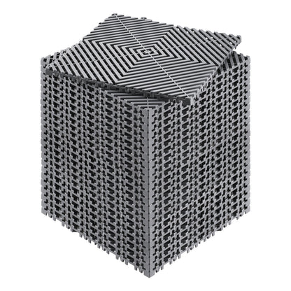 Interlocking Drainage Mat, 12 x 12 Modular Interlocking Cushion, 24 Pcs Splicing Drainage Mats, Non-Slip Gray PP Drainage Floor Tile and Shower Mat, for Garage, Garden, Kitchen & Outdoor